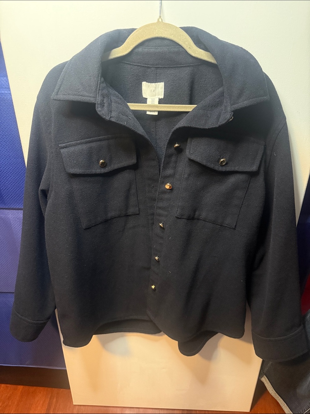 H&M Navy Button-Front Jacket
